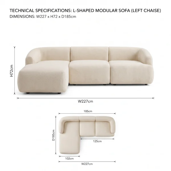 Elvan-Left-Corner-Sofa Elvan Left Corner Sofa in beige linen by Marina Living UAE