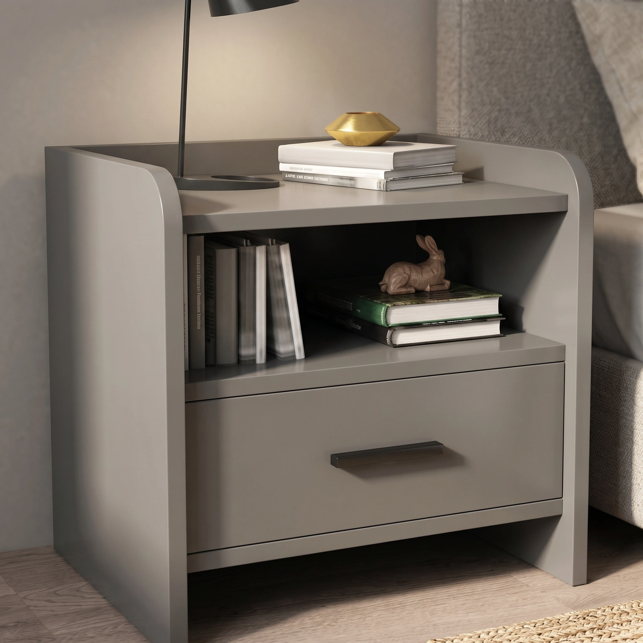 Elvora Curve-Edge Bedside Table Dubai UAE (3) Two-Drawer Nightstand UAE