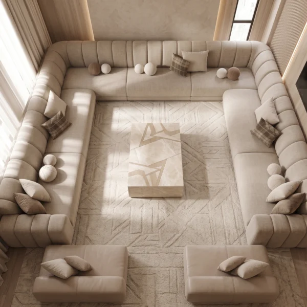 Evora Channel-Tufted Majlis Sofa Set Dubai Uae (3) Large Four-Sided Majlis Seating UAE