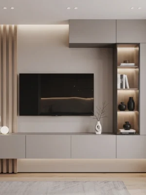 Kiva TV Unit with Paneling & Storage Kiva TV unit with paneling and storage by Marina Living UAE