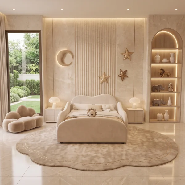 Lunara Cloud Guardian Bed by Marina Living Dubai UAE (5) Off White Upholstered Cloud Bed
