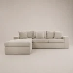 Luxe L-Shaped Four-Seater Sofa in beige linen by Marina Living UAE