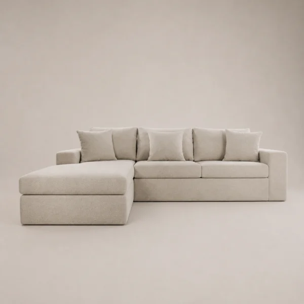 Luxe-L-Shaped-Sofa Luxe L-Shaped Four-Seater Sofa in beige linen by Marina Living UAE