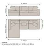 Luxe L-Shaped Four-Seater Sofa in beige linen by Marina Living UAE