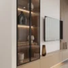 Luxury Media Console with Wood Panel & LED Display Storage Luxury media console with wood panel and LED display storage by Marina Living UAE