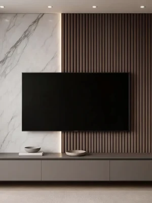 Marvella Slat Marble TV Wall Console Marvella slat marble TV wall console by Marina Living UAE
