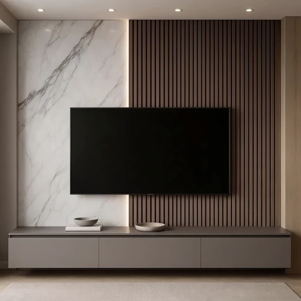 Marvella Slat Marble TV Wall Console Marvella slat marble TV wall console by Marina Living UAE