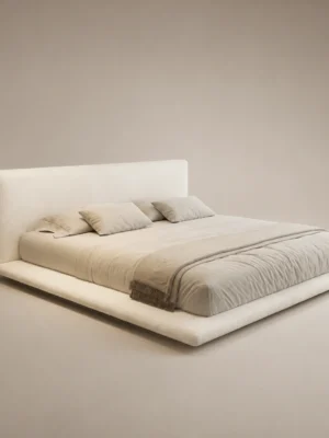 Mellow-Linen-Bed Mellow Linen Bed in beige linen by Marina Living UAE