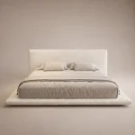 Mellow Linen Bed in beige linen by Marina Living UAE