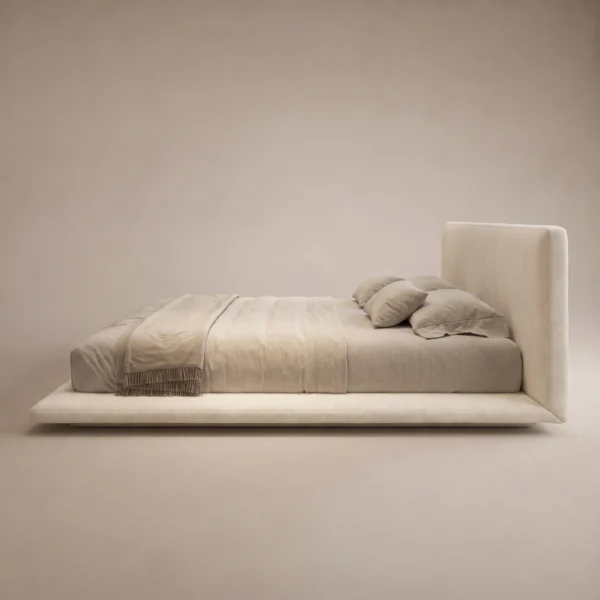 Mellow-Linen-Bed Mellow Linen Bed in beige linen by Marina Living UAE