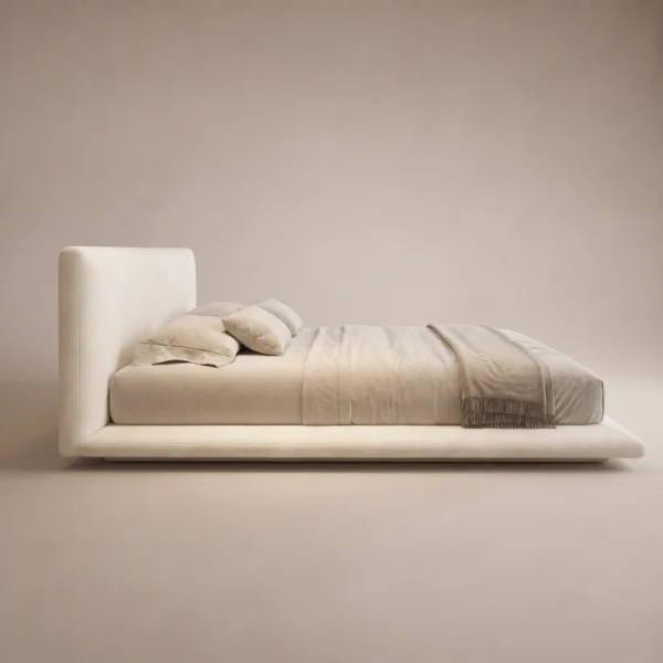 Mellow-Linen-Bed Mellow Linen Bed in beige linen by Marina Living UAE