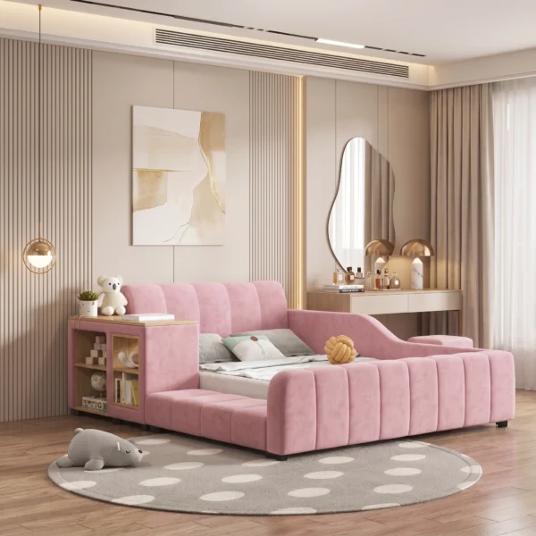 Mila Storage Nook Kids Bed Custom Made Bed Dubai UAE (4) Pink Upholstered Kids Bed UAE