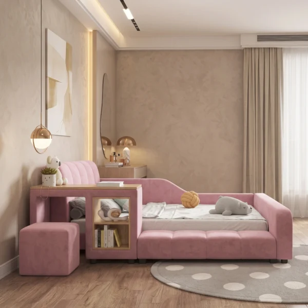 Mila Storage Nook Kids Bed Custom Made Bed Dubai UAE (6) Upholstered Toddler Bed Abu Dhabi