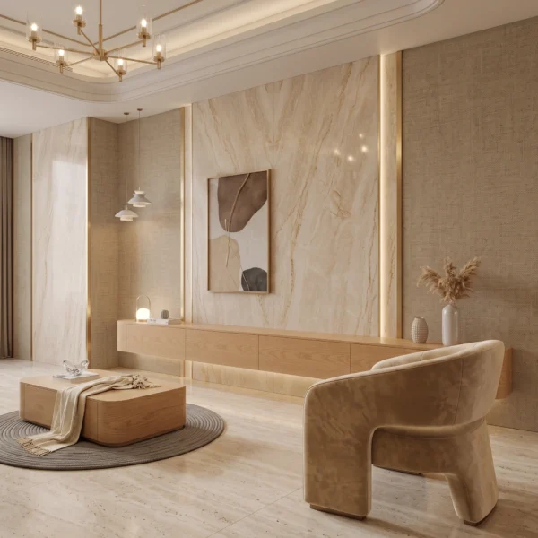 Modern Oak Wall-Mounted TV Unit with Matching Coffee Table in Dubai UAE (7) Premium Wall Mounted TV Unit Abu Dhabi