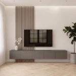 Modern TV wall unit with functional storage by Marina Living UAE