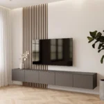 Modern TV wall unit with functional storage by Marina Living UAE