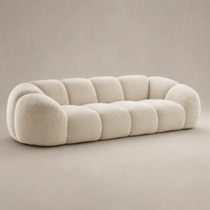 Mora Straight Sofa in beige boucle by Marina Living UAE