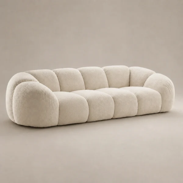 Mora-Straight-Sofa Mora Straight Sofa in beige boucle by Marina Living UAE