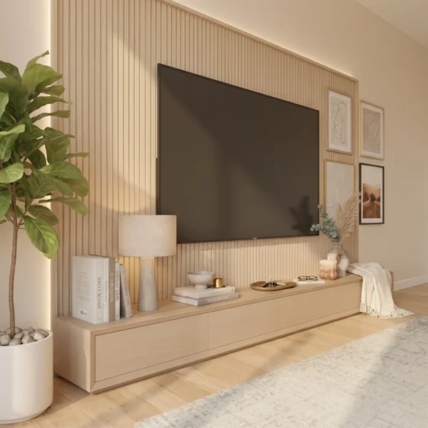 Nordica Slat TV Wall Unit Dubai UAE (4) Luxury Living Room TV Unit Dubai