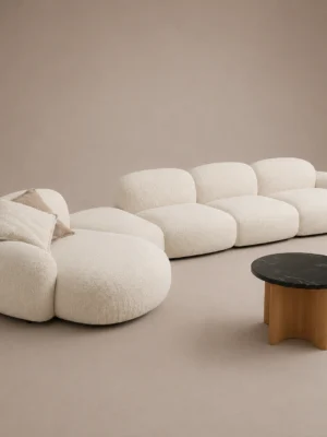 Noria-Corner-Sofa Noria Corner Sofa in beige bouclé by Marina Living UAE
