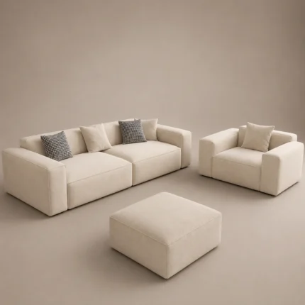 Nuvel Luxury Sofa in beige linen by Marina Living UAE