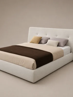 Nuvia-Luxury-Bed Nuvia Luxury Bed in beige linen by Marina Living UAE
