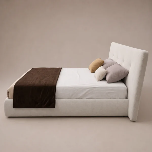 Nuvia-Luxury-Bed Nuvia Luxury Bed in beige linen by Marina Living UAE