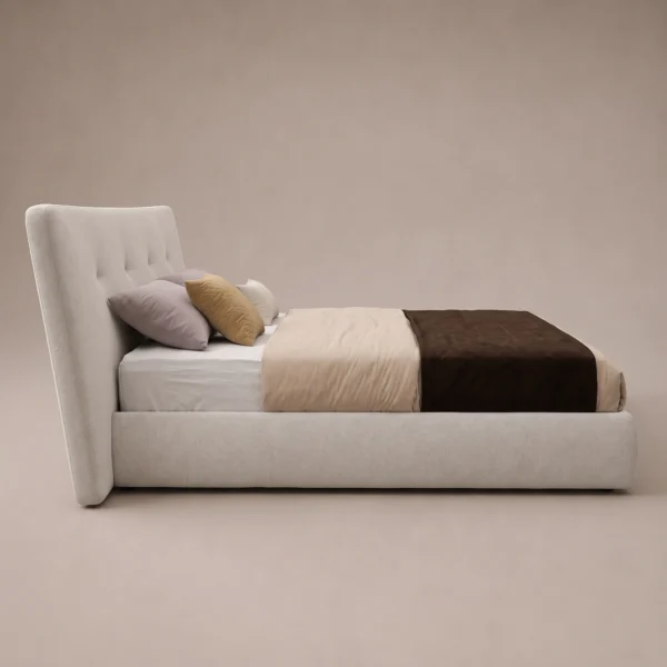Nuvia-Luxury-Bed Nuvia Luxury Bed in beige linen by Marina Living UAE