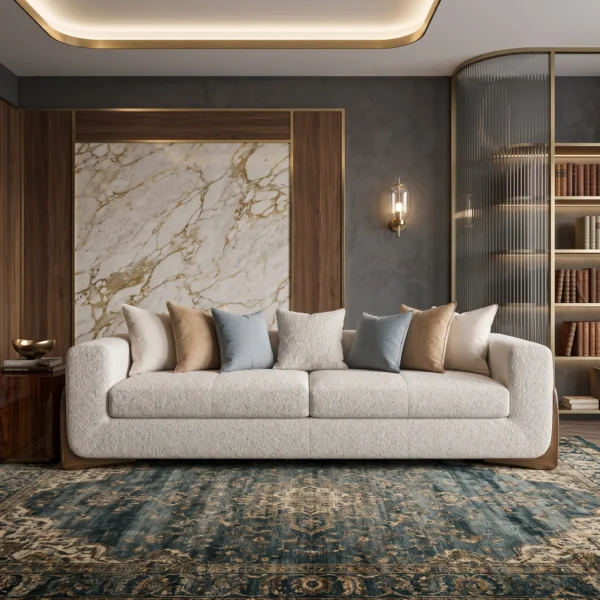 Oakley-Luxury-Sofa Oakley Luxury Three-Seater Sofa in beige linen by Marina Living UAE