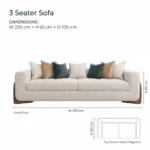 Oakley Luxury Three-Seater Sofa in beige linen by Marina Living UAE