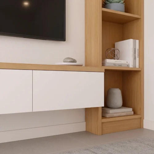 Oakline White Media Wall Unit with Shelves by Marina Living UAE