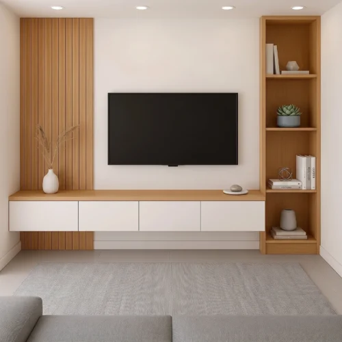 Oakline White Media Wall Unit with Shelves by Marina Living UAE