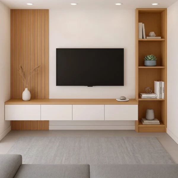 Oakline White Media Wall Unit with Shelves Oakline White Media Wall Unit with Shelves by Marina Living UAE