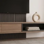 Oakridge slat TV console with shelves by Marina Living UAE
