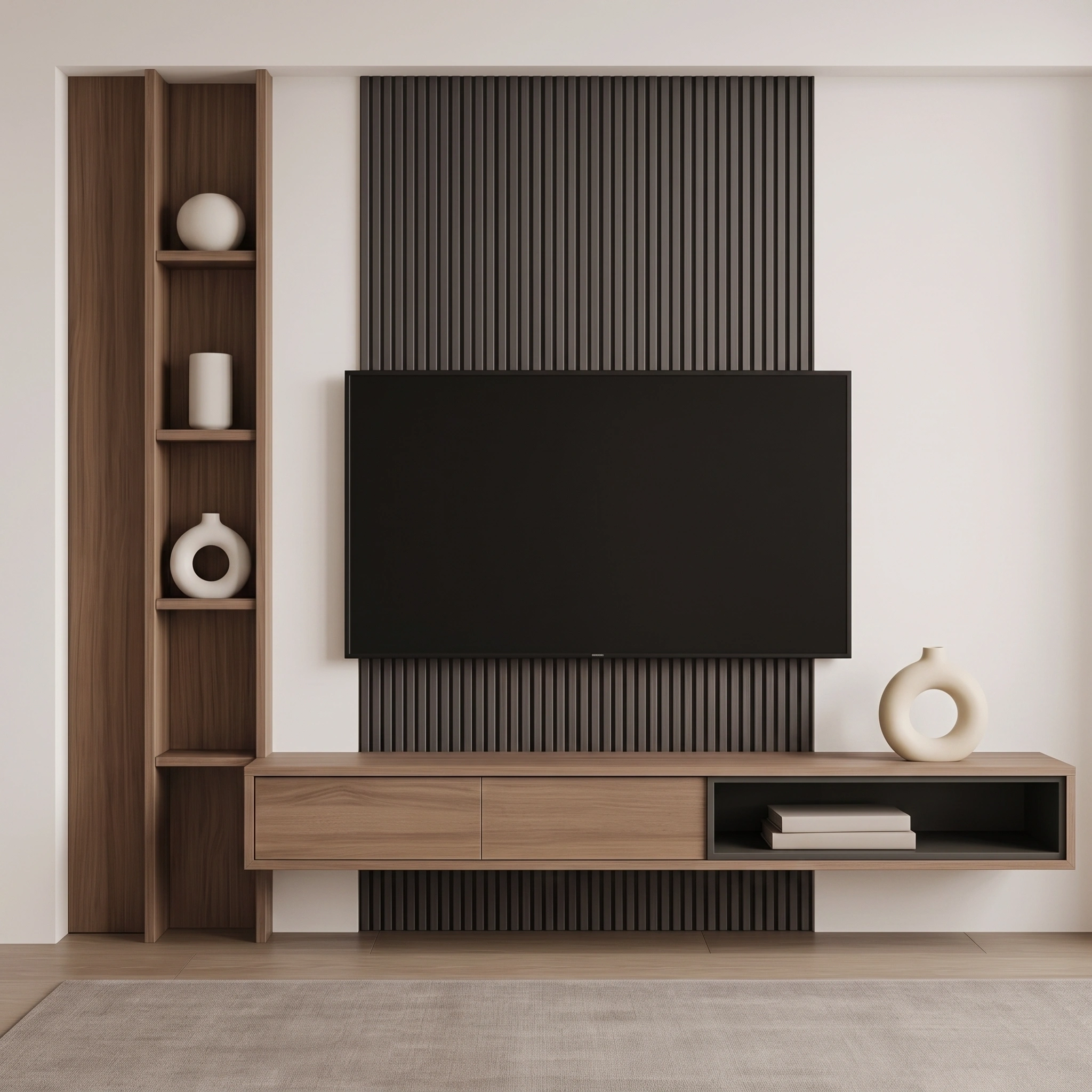Oakridge Slat TV Console with Shelves Oakridge slat TV console with shelves by Marina Living UAE