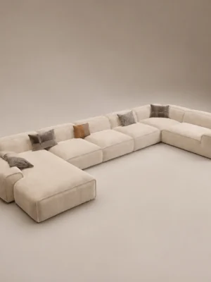 Ophel 5- Seater Sectional Sofa Ophel 5-seater sectional sofa in beige velvet by Marina Living UAE