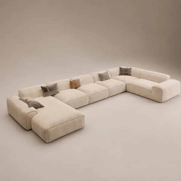 Ophel 5- Seater Sectional Sofa Ophel 5-seater sectional sofa in beige velvet by Marina Living UAE