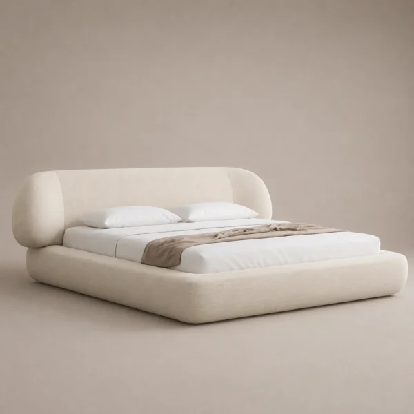Oria-Storage-Bed Oria Storage Bed in beige fabric by Marina Living UAE