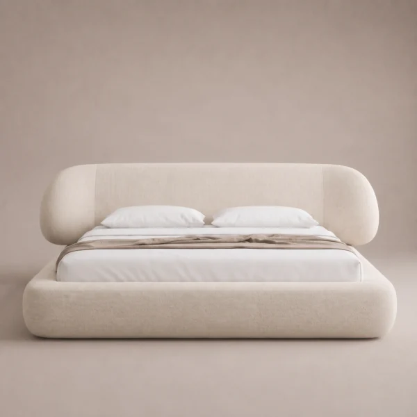 Oria-Storage-Bed Oria Storage Bed in beige fabric by Marina Living UAE