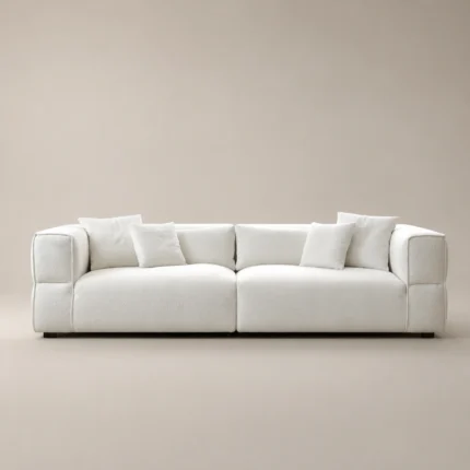 Orvel Modern 3-Seater Sofa in beige linen by Marina Living UAE