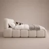 Puff-Cloud-Block-Bed Puff Cloud Block Bed in beige linen with rounded block upholstery by Marina Living UAE