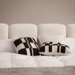 Puff Cloud Block Bed in beige linen with rounded block upholstery by Marina Living UAE