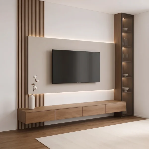 Rivano Walnut Floating TV Media Wall Unit Rivano Walnut Floating TV Media Wall Unit by Marina Living UAE
