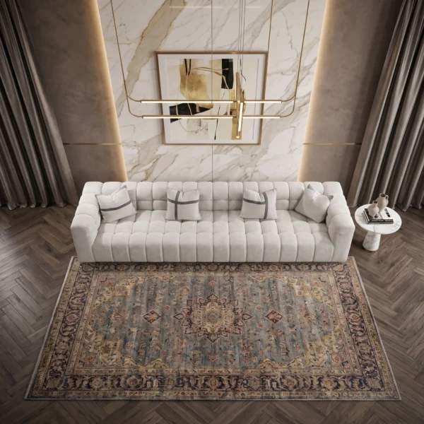 Roma-Grid-Sofa Roma Grid Sofa by Marina Living in light grey linen Dubai UAE