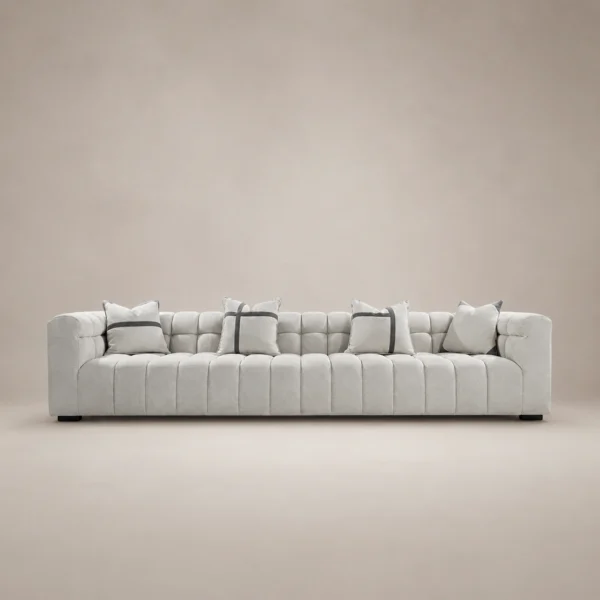 Roma-Grid-Sofa Roma Grid Sofa by Marina Living in light grey linen Dubai UAE