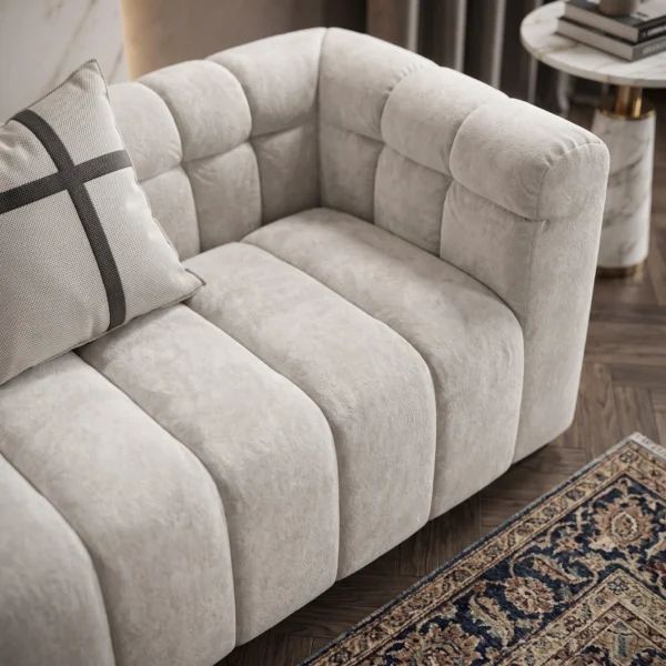 Roma-Grid-Sofa Roma Grid Sofa by Marina Living in light grey linen Dubai UAE