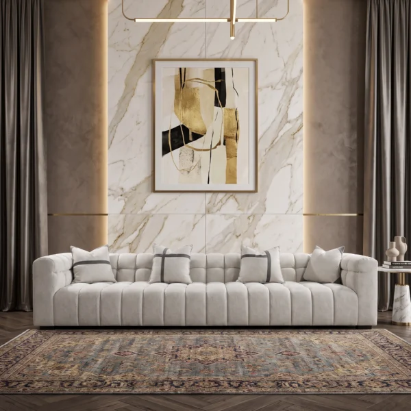 Roma-Grid-Sofa Roma Grid Sofa by Marina Living in light grey linen Dubai UAE