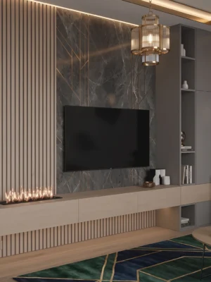 Saina Floating TV Unit with Wall Panel & Storage Saina floating TV unit with wall panel and storage by Marina Living UAE