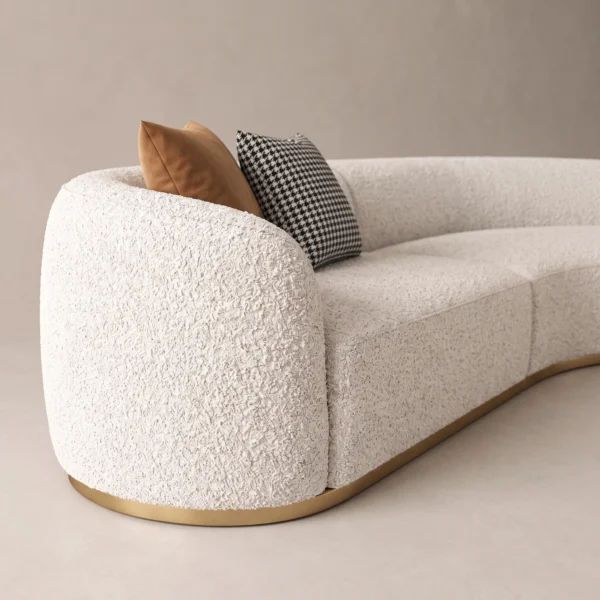 Serava-Arc-Shape-Sofa Serava Arc-Shape Sofa in beige bouclé by Marina Living UAE