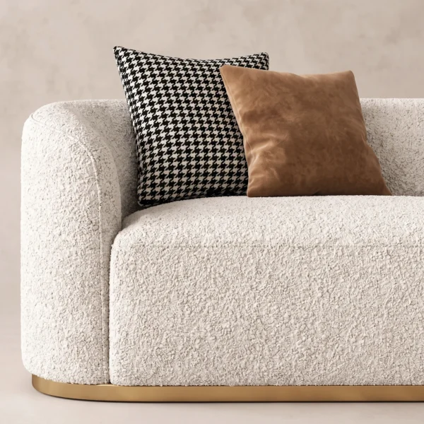 Serava-Arc-Shape-Sofa Serava Arc-Shape Sofa in beige bouclé by Marina Living UAE